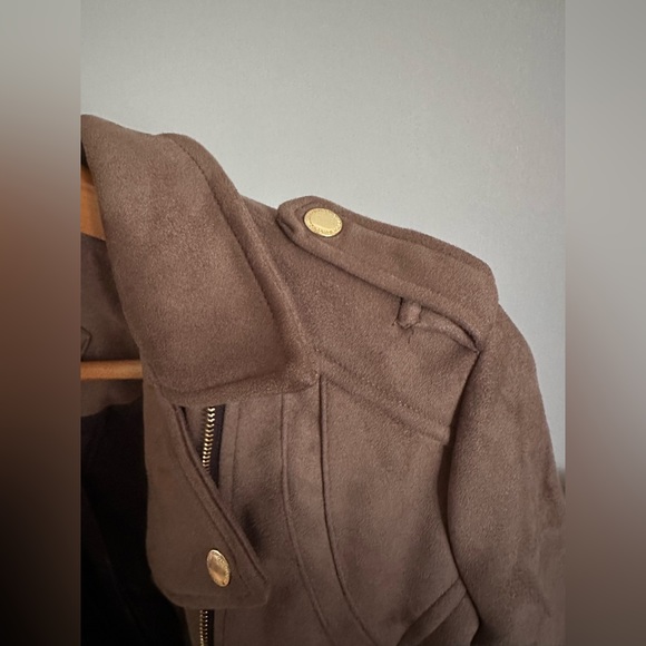 J2 by Jou Jou vegan leather moto biker jacket tan full zip women's size M - Picture 6 of 10